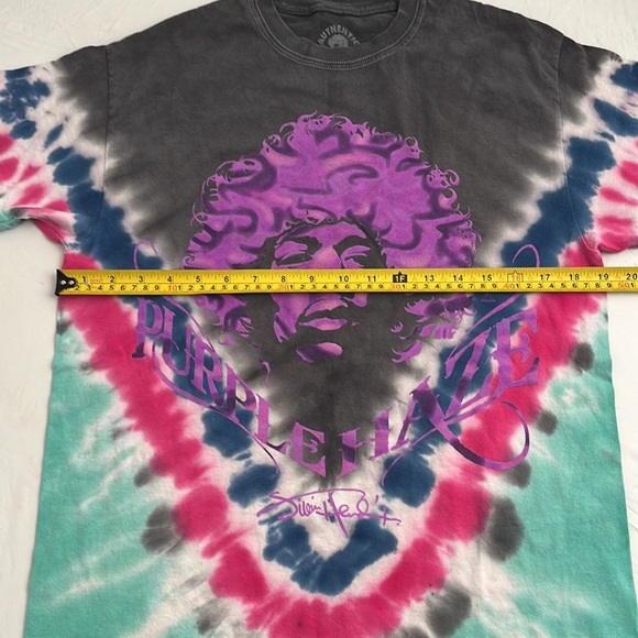 Authentic Hendrix multi tie dye Jimi Hendrix Purple Haze short sleeve t-shirt - Picture 4 of 5